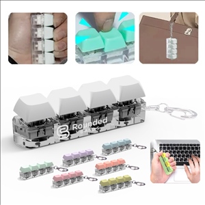 Single Row Four Button Decompression Toy Keychain With Light